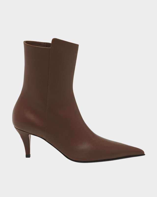 Leather Zip Stiletto Ankle Boots